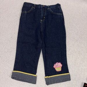 Nickelodeon Dora Dark Blue Denim Capri Pants with Pink Cupcake Patch 6x